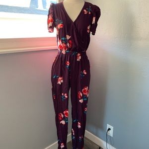 Floral maroon jumpsuit